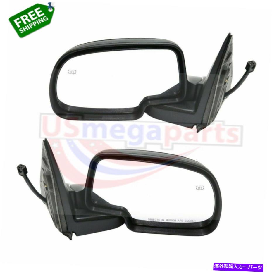 USミラー シボレーGMCサイドビュー用のLH＆RHペアミラー LH & RH Pair For Chevy GMC Side View Mirrors Power Heated Smooth Black W/ Puddle【並行輸入品】
