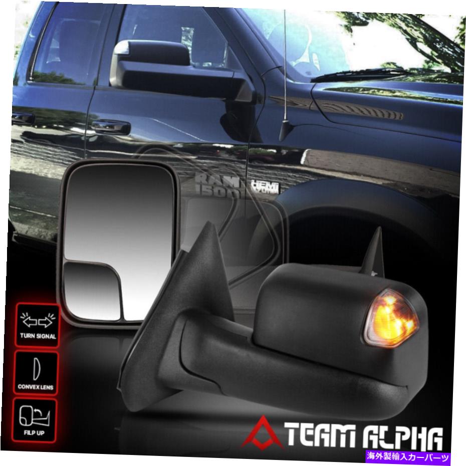 USミラー 2002-2009 RAM 1500/2500 [マニュアル+スモークLED]伸縮牽引牽引/牽引サイドミラー Fits 2002-2009 Ram 1500/2500[MANUAL+SMOKE LED]Telescoping Tow/Towing Side Mirror【並行輸入品】