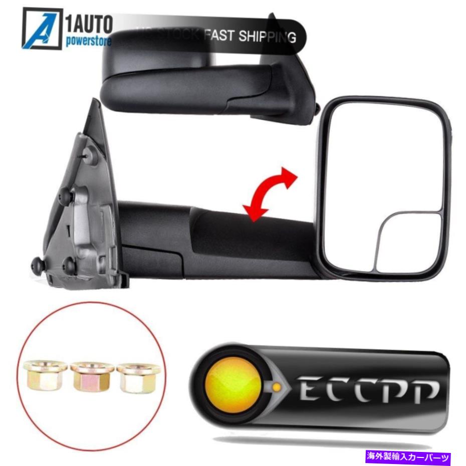 USミラー 2002年から2010年のダッジラム3500 2500 1500のマニュアルトウの左右側ミラーペア Manual Tow Left Right Side Mirrors Pair For 2002-2010 Dodge Ram 3500 2500 1500【並行輸入品】