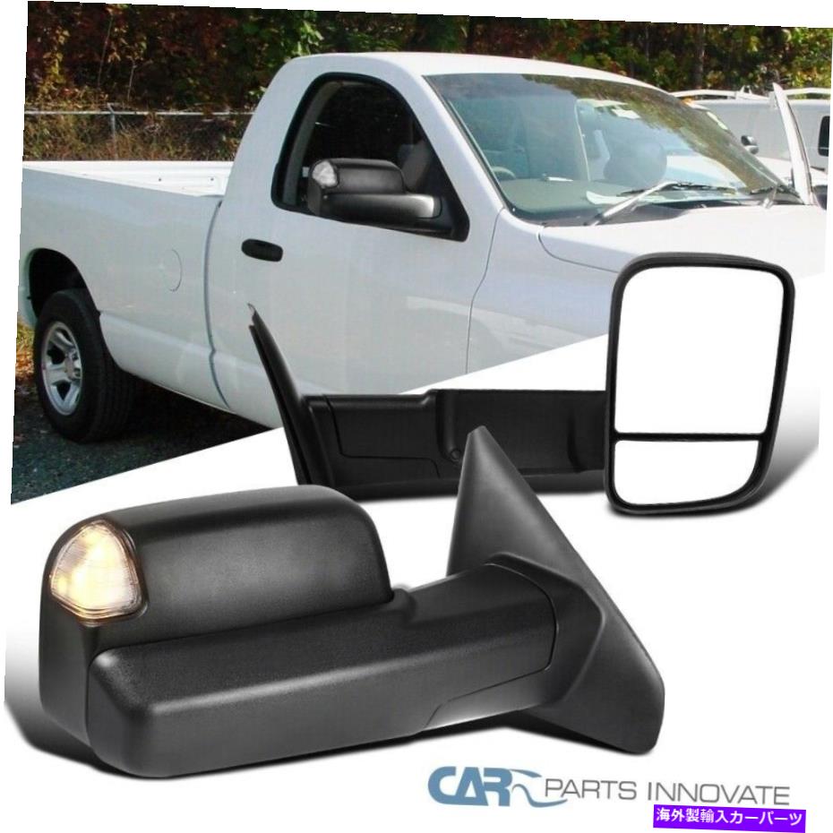 USミラー フィット02-08ダッジラム1500 2500けん引側ミラーペア+LED信号+水たまりランプ Fits 02-08 Dodge Ram 1500 2500 Towing Side Mirrors Pair+LED Signal+Puddle Lamps【並行輸入品】