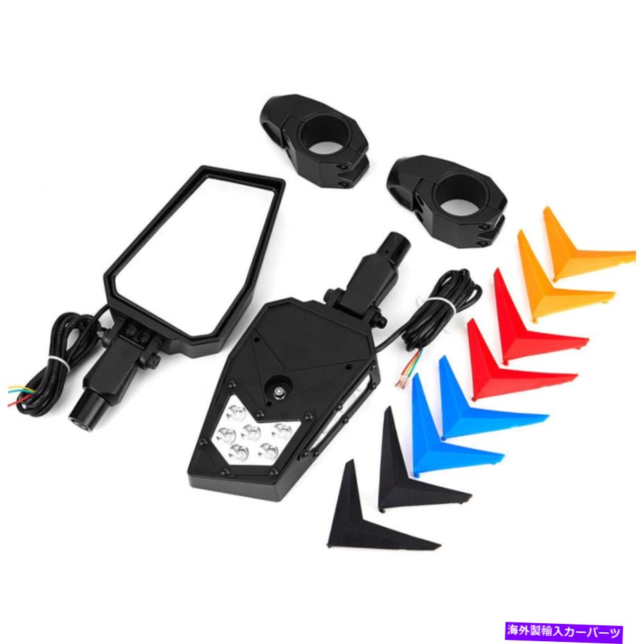 USミラー オフロードジープバギー用のLEDロックライト付きのリアビューサイドケージマウントミラー Rear View Side Cage Mount Mirrors With LED Rock Lights For Off road Jeep Buggy【並行輸入品】