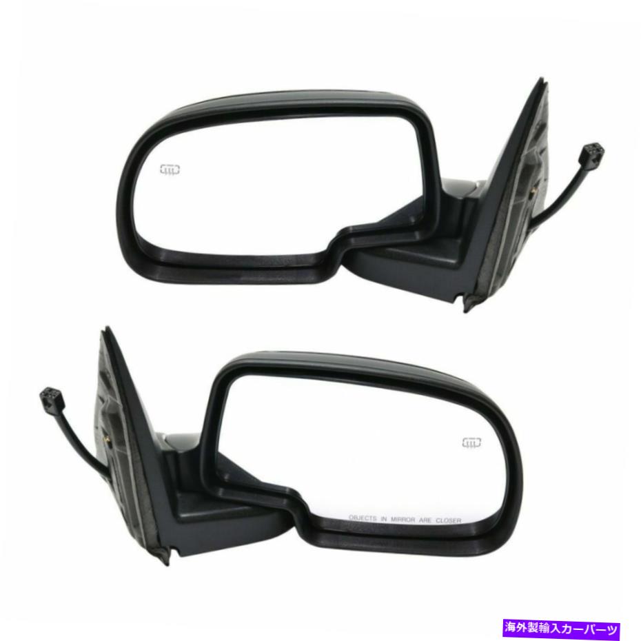 USミラー サイドビューミラーは、シボレーGMC用のパドルLH＆RHペアw/ puddle w/ puddle w/ padde Side View Mirrors Power Heated Smooth Black w/ Puddle LH & RH Pair for Chevy GMC【並行輸入品】