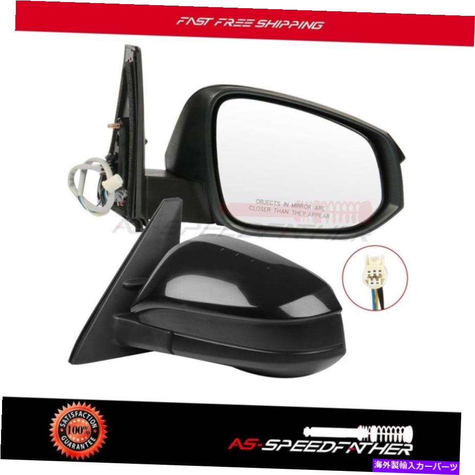 USミラー 14-18で加熱されたトヨタハイラックス4ランナー左と右側の鏡 Power Heated For 14-18 TOYOTA HILUX 4RUNNER Left&Right Side Mirrors Black【並行輸入品】