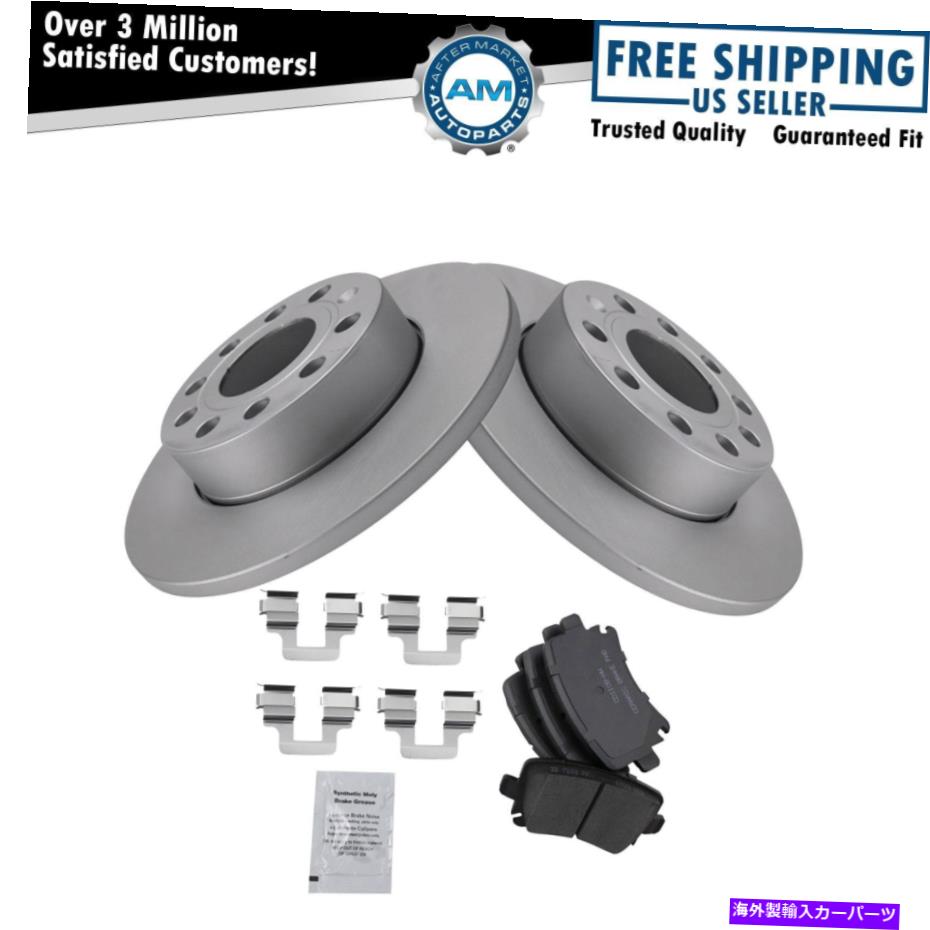 brake disc rotor アウディフォルクスワーゲン用の液体付きのリアセラミックディスクブレーキパッドとコーティングローターキット Rear Ceramic Disc Brake Pad & Coated Rotor Kit w/Fluids for Audi Volkswagen【並行輸入品】