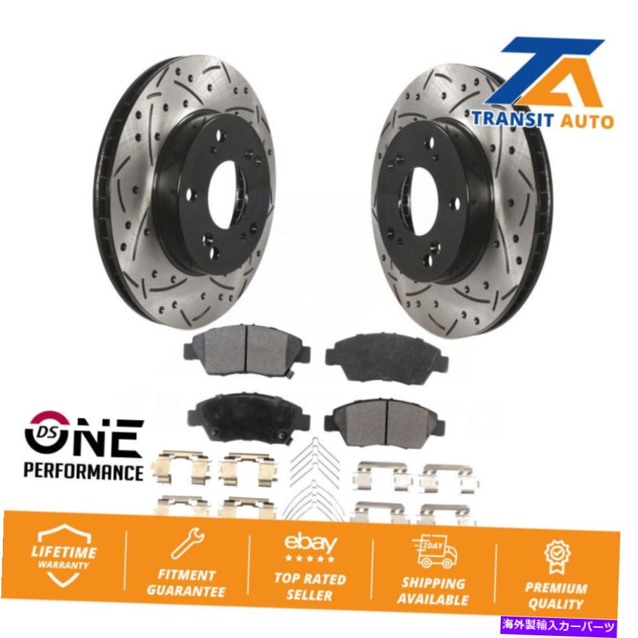 brake disc rotor フロントコートドリルスロットディスクブレーキローターローターセラミックパッドキットホンダシビックアキュラILX Front Coat Drill Slot Disc Brake Rotor Ceramic Pad Kit For Honda Civic Acura ILX【並行輸入品】