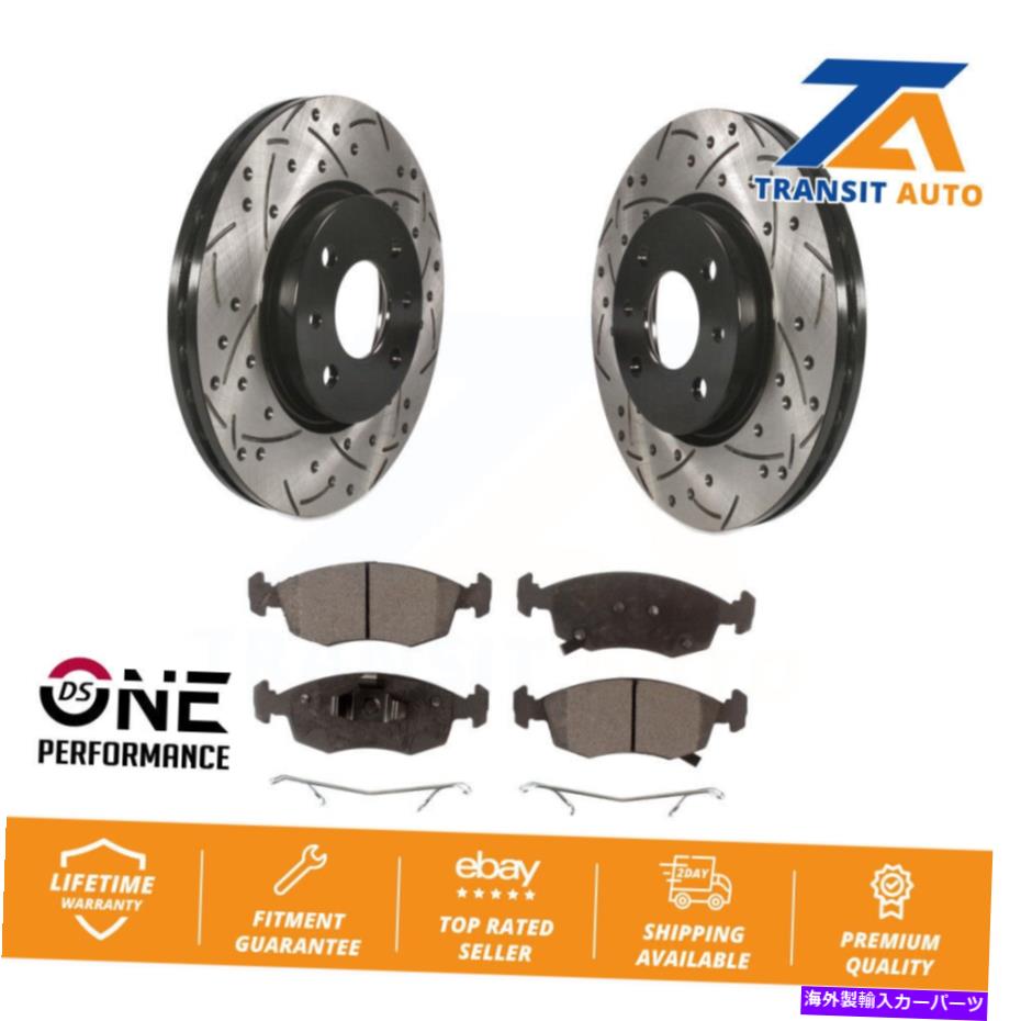 brake disc rotor Fiat 500のためのフロントドリルスロットブレーキローターセラミックパッドキット Front Drilled Slot Brake Rotors Ceramic Pad Kit For Fiat 500 Naturally Aspirated【並行輸入品】