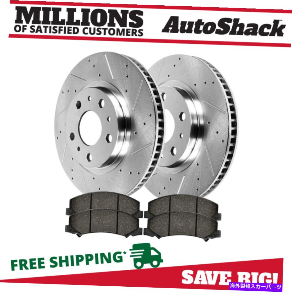 brake disc rotor シボレーインパラリミテッド3.6L V6用のフロントドリルとスロット付きブレーキローターとパッド Front Drilled and Slotted Brake Rotors & Pads for Chevy Impala Limited 3.6L V6【並行輸入品】