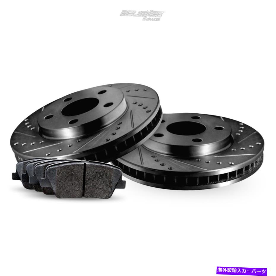 brake disc rotor 1995-1998 Acura TLのためのリアブラックドリルスロットスロットブレーキローターとセラミックパッド Rear Black Drilled Slotted Brake Rotors and Ceramic Pads For 1995-1998 Acura TL【並行輸入品】