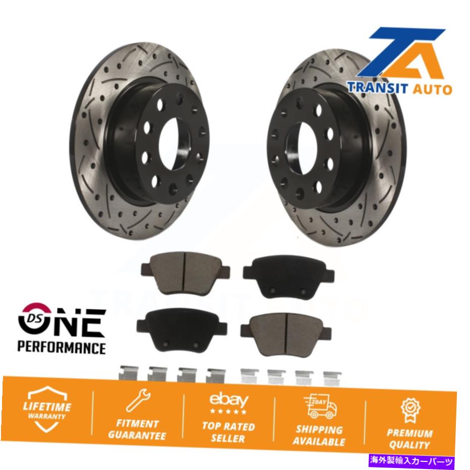 brake disc rotor フォルクスワーゲンビートルGTI EOS用のリアドリルスロットディスクブレーキローターセラミックパッドキット Rear Drilled Slot Disc Brake Rotor Ceramic Pad Kit For Volkswagen Beetle GTI Eos【並行輸入品】