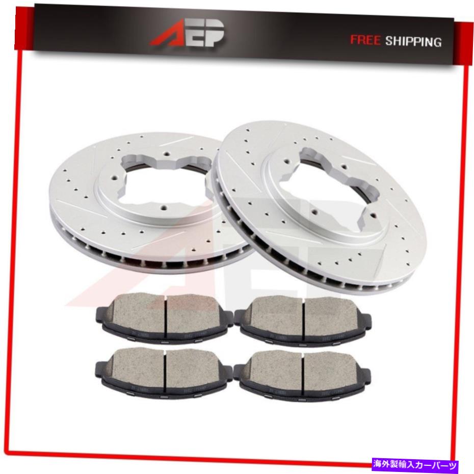 brake disc rotor 1990-1997に適していますホンダアコードドリルフロントブレーキディスクローターとセラミックパッド Fit For 1990-1997 Honda Accord Drilled Front Brake Disc Rotors And Ceramic Pads【並行輸入品】