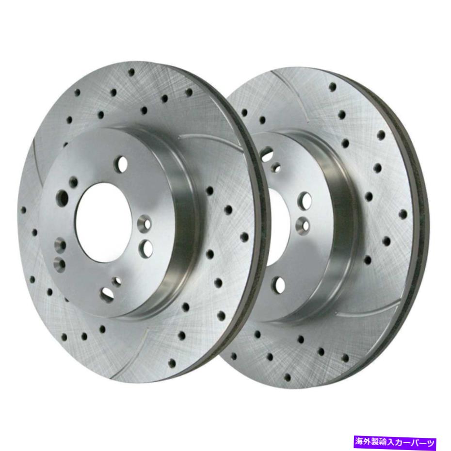 brake disc rotor 2009-2014 TSX 2008-2010アコードシルバーフロントドリルスロットスロットブレーキローターペア For 2009-2014 TSX 2008-2010 Accord Silver Front Drilled Slotted Brake Rotor Pair【並行輸入品】
