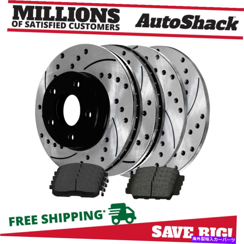 brake disc rotor 日産アルティマ2.5L用のフロント＆リアドリルスロットブレーキローターブラック＆パッド Front & Rear Drilled Slotted Brake Rotors Black & Pads for Nissan Altima 2.5L【並行輸入品】