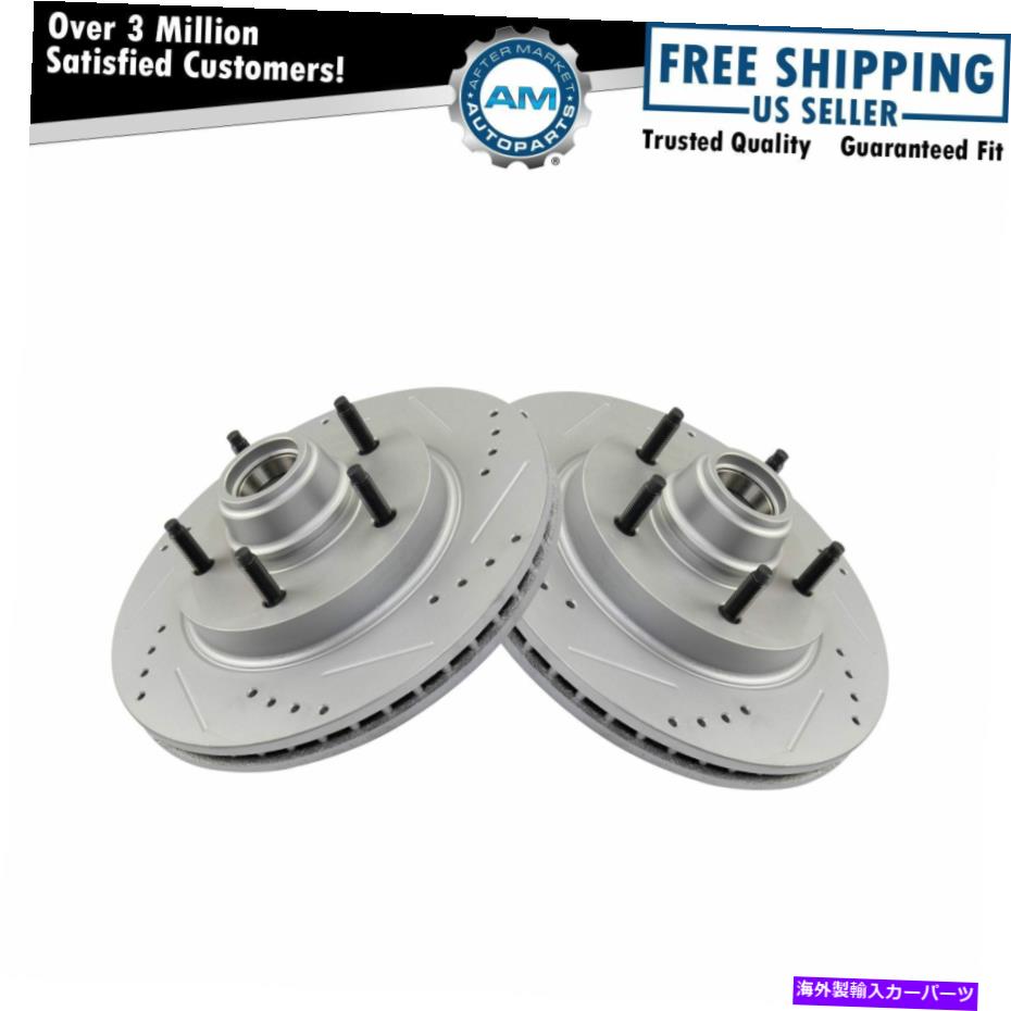 brake disc rotor フォード用のパフォーマンスブレーキロータードリルスロットGコーティングフロントペア Performance Brake Rotor Drilled Slotted G-Coated Front Pair for Ford【並行輸入品】
