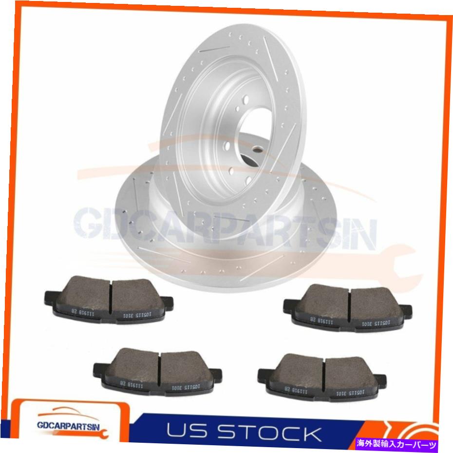 brake disc rotor Kia Sportage 2011-2016用にスロット付きブレーキリアディスクローターとセラミックパッド Brake Rear Disc Rotors And Ceramic Pads Slotted For Kia Sportage 2011 - 2016【並行輸入品】