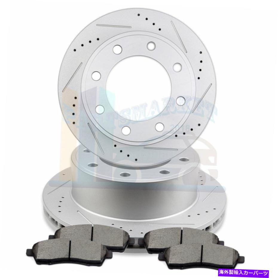 brake disc rotor 2000年から2005年のフォードエクスカーションドリルスロット用の2倍のリアディスクブレーキローターと4xパッド 2X Rear Discs Brake Rotors and 4X Pads For 2000-2005 Ford Excursion Drill Slot【並行輸入品】
