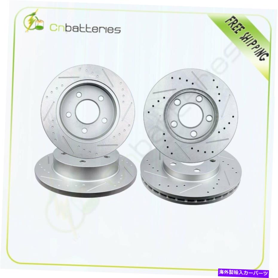 brake disc rotor フロント+リアドリル＆スロットブレーキローターに適合する1994-2004フォードマスタングベースとGT Front+Rear Drilled & Slot Brake Rotors Fits 1994 - 2004 Ford Mustang Base And GT【並行輸入品】