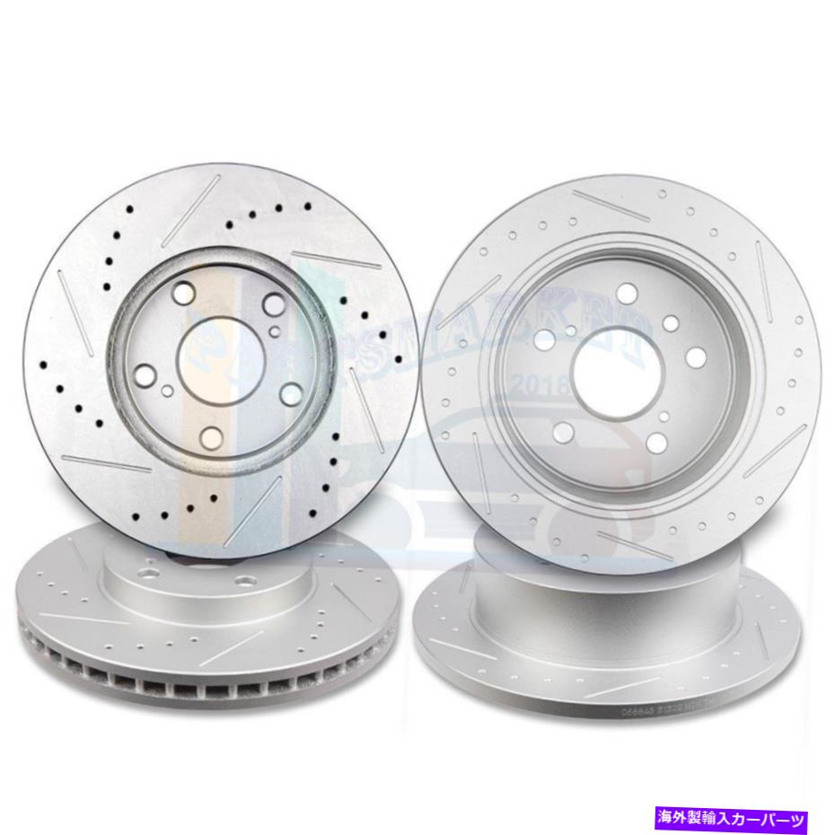 brake disc rotor 2002年から2006年のトヨタカムリドリルスロット用の2xフロントおよび2xリアディスクブレーキローター 2X Front and 2X Rear Discs Brake Rotors For 2002-2006 Toyota Camry Drill Slot【並行輸入品】