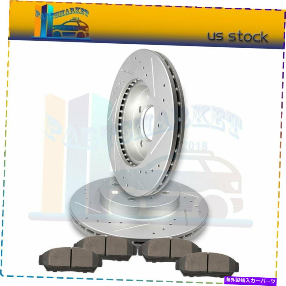 brake disc rotor フロントブレーキディスクローターとセラミックパッドはアキュラインテグラホンダシビックドリルスロットに適合します Front Brake Discs Rotors & Ceramic Pad Fits Acura Integra Honda Civic Drill Slot【並行輸入品】