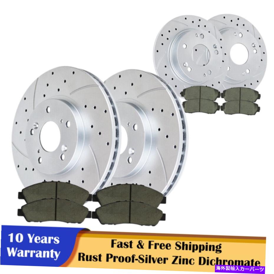brake disc rotor 2003-2007 v6ホンダアコード2.4Lフロントリアブレーキローターとパッドブレーキキット For 2003 - 2007 V6 Honda Accord 2.4L Front Rear Brake Rotors and Pads Brakes Kit【並行輸入品】