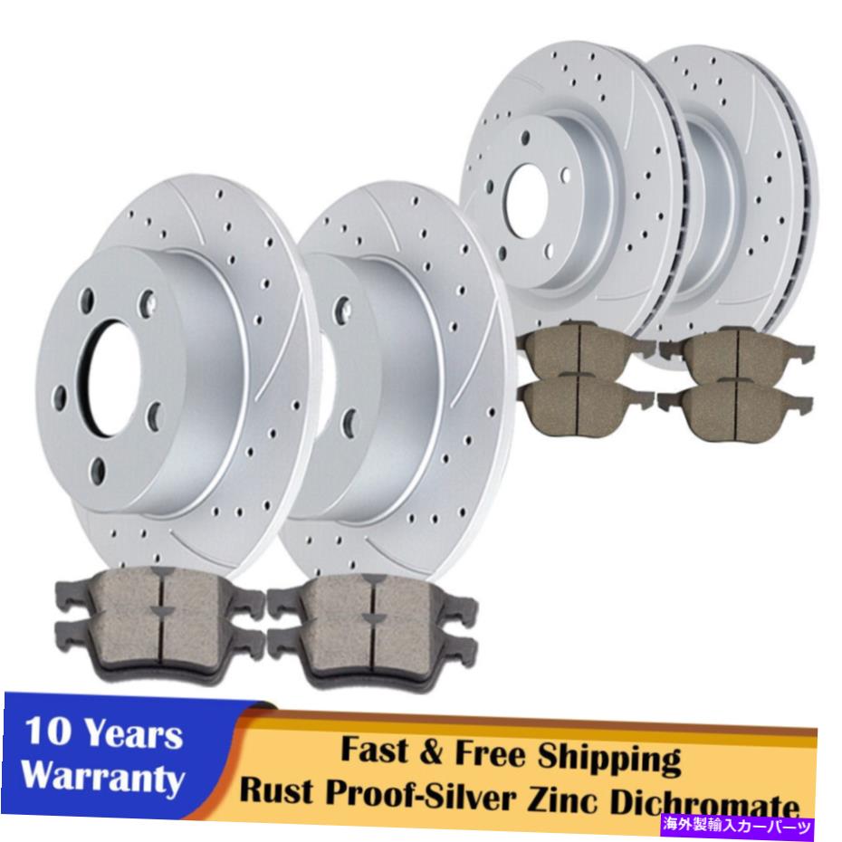 brake disc rotor 10.95 ''フロント10.68 ''リアスロットローターとブレーキパッドは12-18フォードフォーカスに適合します 10.95'' Front 10.68'' Rear Slotted Rotors and Brake Pads Fit 12-18 Ford Focus【並行輸入品】