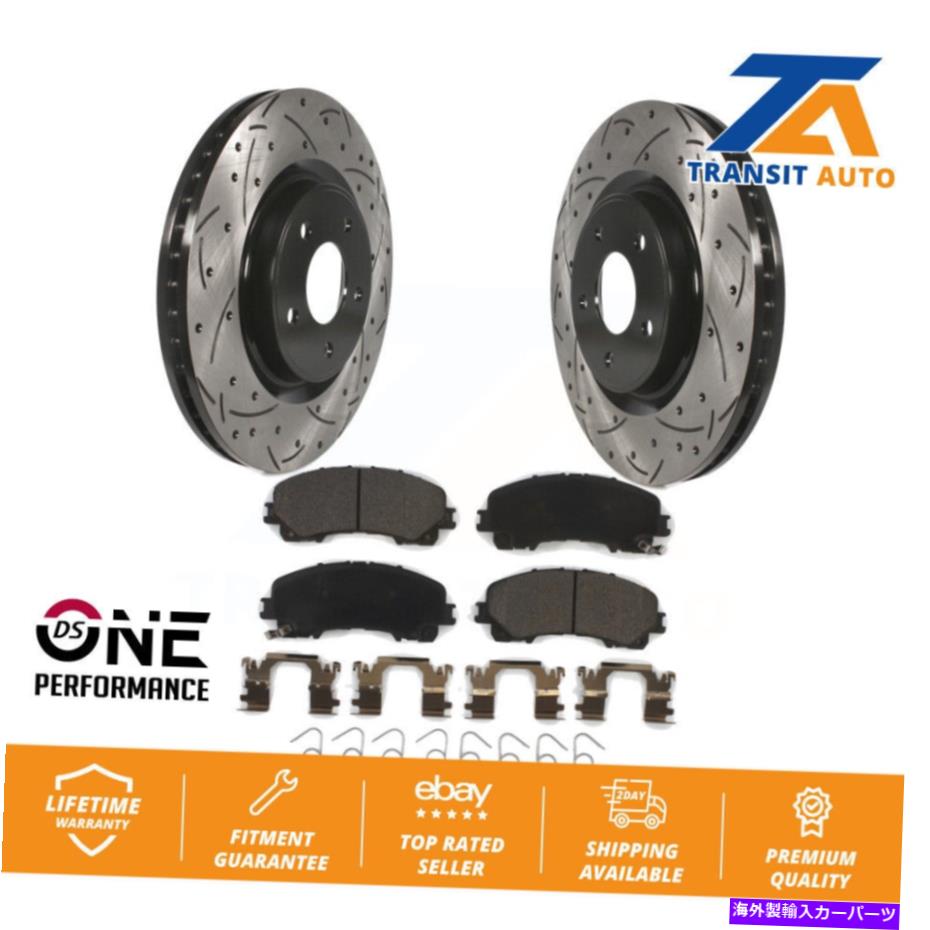 brake disc rotor 日産ローグ用のフロントコーティングドリルドディスクブレーキローターとセラミックパッドキット Front Coated Drilled Slotted Disc Brake Rotor & Ceramic Pad Kit For Nissan Rogue【並行輸入品】