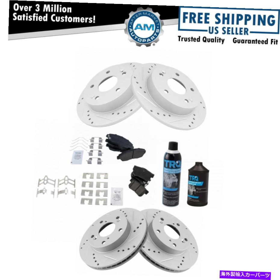 brake disc rotor ホンダ用の化学物質付きフロント＆リアセラミックブレーキパッド＆パフォーマンスローターキット Front & Rear Ceramic Brake Pad & Performance Rotor Kit w/Chemicals for Honda【並行輸入品】