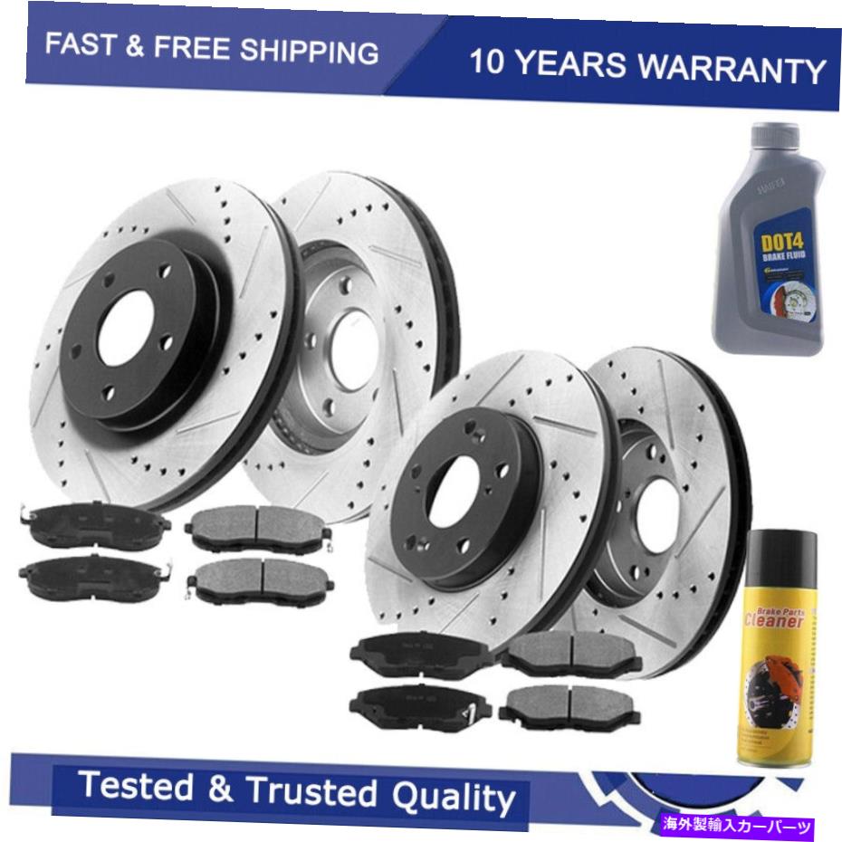 brake disc rotor 2003-2005 2006 2007ホンダアコードフロント +リアローターとセラミックブレーキパッド For 2003 - 2005 2006 2007 Honda Accord Front + Rear Rotors & Ceramic Brake Pads【並行輸入品】