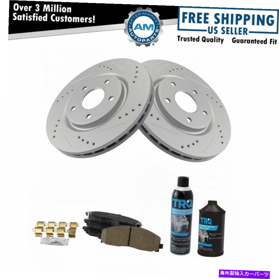 brake disc rotor クライスラーダッジラムVW用のフロントセラミックパッドとパフォーマンスローター付きパフォーマンスローター Front Ceramic Pads & Performance Rotors w/ Fluids for Chrysler Dodge Ram VW【並行輸入品】
