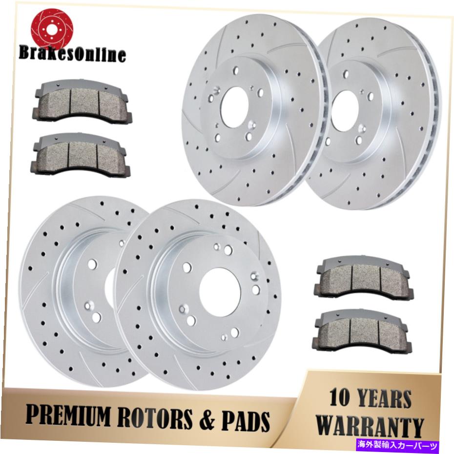 brake disc rotor 282mmフロントブレーキローターパッドキットフィットホンダアコードスロットスロットブレーキ 282mm Front and Rear Brake Rotors Pads Kit Fit for Honda Accord Slotted Brakes【並行輸入品】