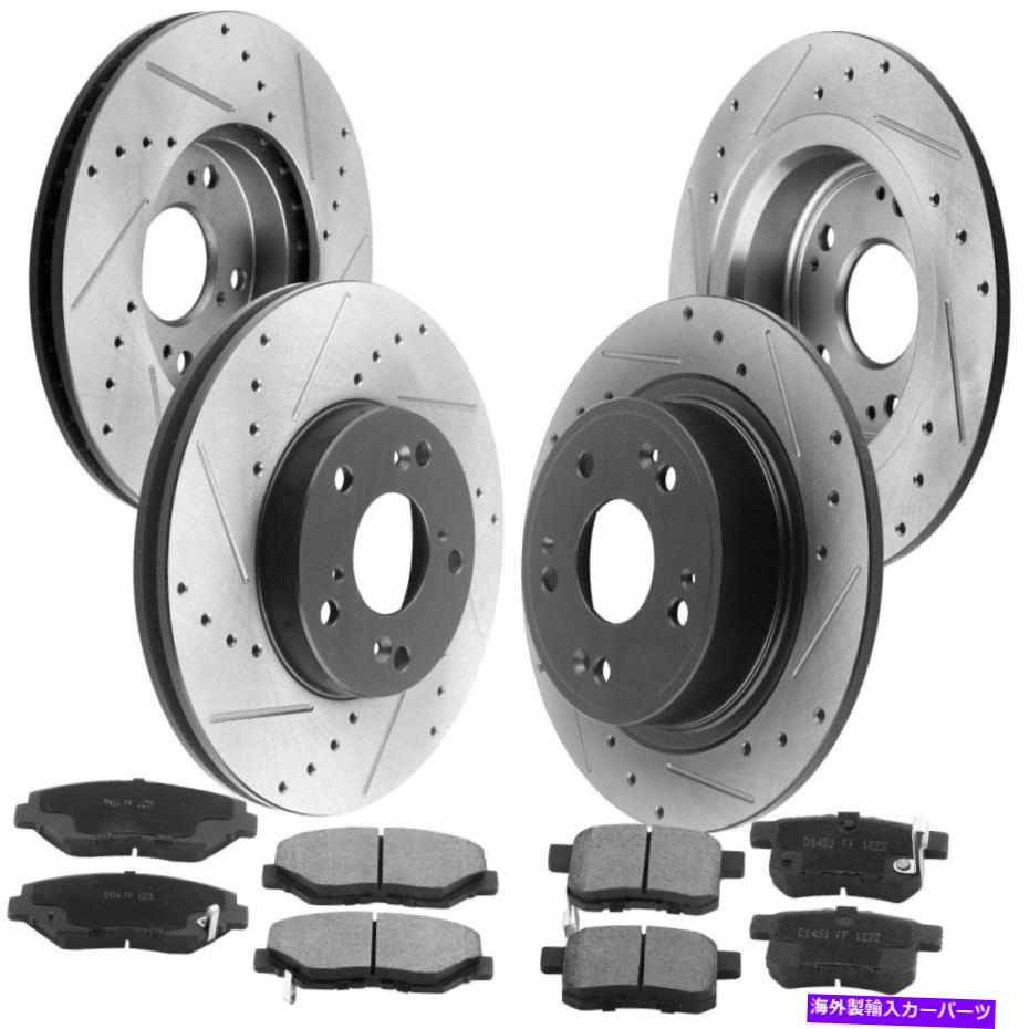 brake disc rotor 282mmフロント＆リアドリルブレーキローター + 2011年のブレーキパッド2012年ホンダアコードV2 282mm Front & Rear Drill Brake Rotors + Brake Pads for 2011 2012 Honda Accord V2【並行輸入品】
