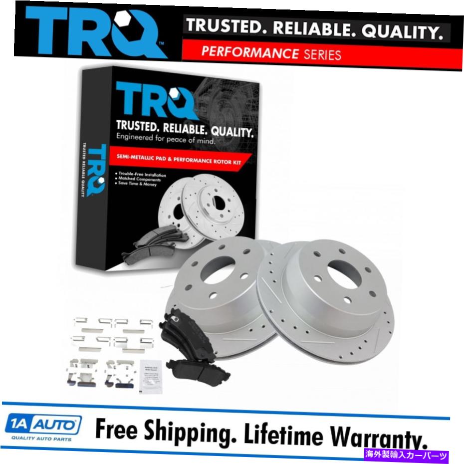 brake disc rotor TRQローター＆ブレーキパッドメタリック性能ドリルドロットスロットリアキット/化学物質 TRQ Rotor & Brake Pad Metallic Performance Drilled Slotted Rear Kit w/Chemicals【並行輸入品】