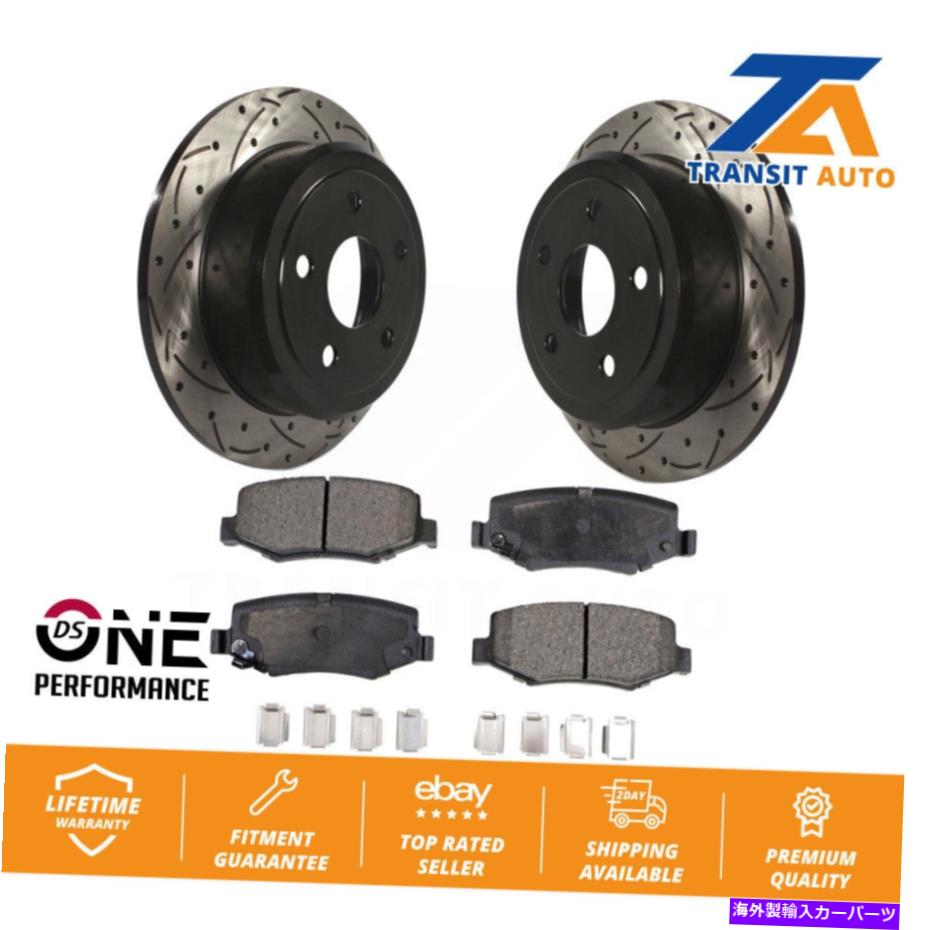 brake disc rotor ジープラングラーJK用のリアコーティング掘削スロットディスクブレーキローターとセラミックパッドキット Rear Coated Drilled Slot Disc Brake Rotor & Ceramic Pad Kit For Jeep Wrangler JK【並行輸入品】