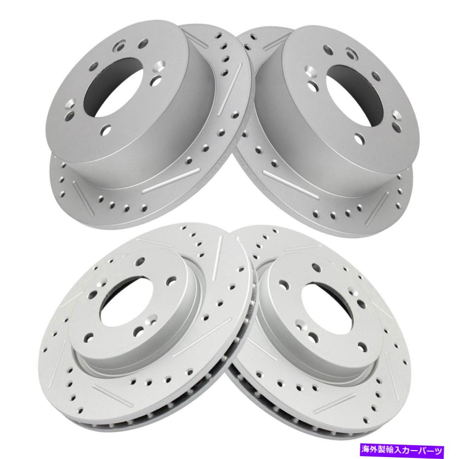 brake disc rotor ディスクブレーキローターパフォーマンスクロスドリルとスロット付きフロント＆リアドライバー＆ Disc Brake Rotors Performance Cross Drilled & Slotted Front & Rear Driver &【並行輸入品】