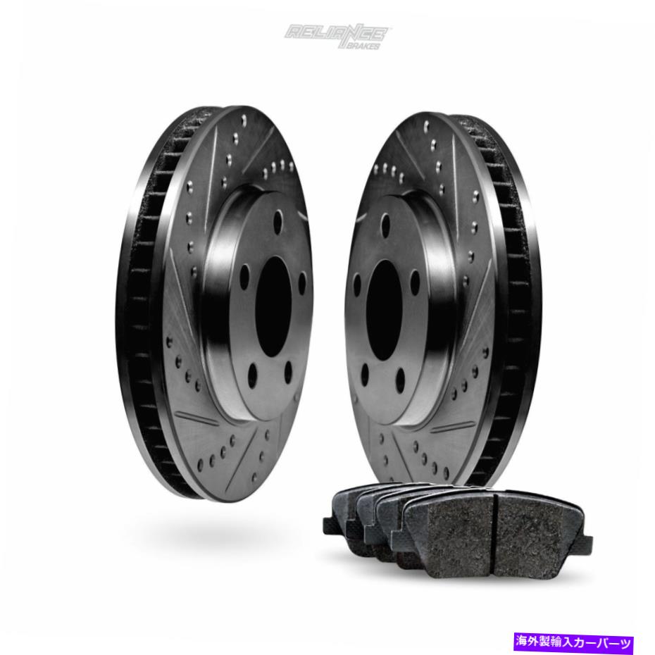 brake disc rotor [フロント]黒いドリルスロットローターとセラミックパッドBBCF.35055.02 [FRONT] Black Drilled Slotted Rotors and Ceramic Pads BBCF.35055.02【並行輸入品】