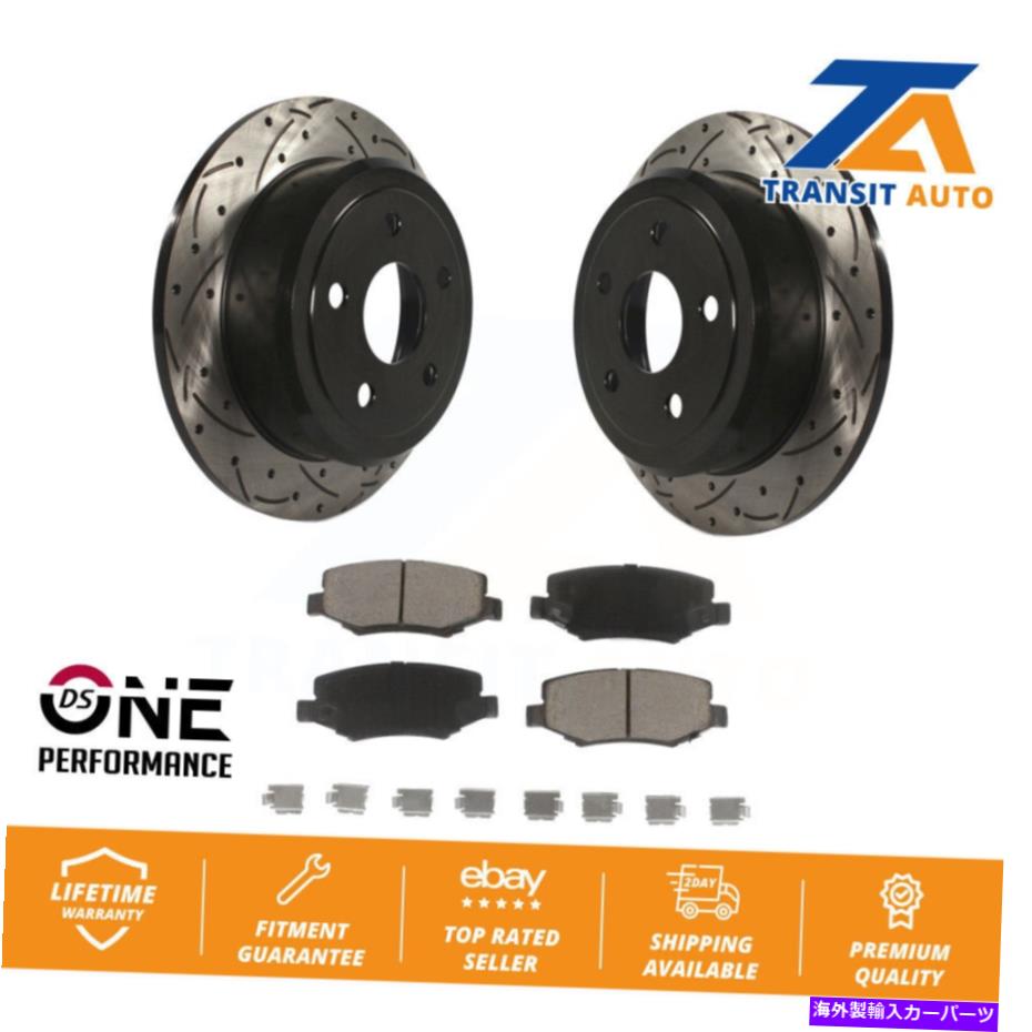 brake disc rotor ジープラングラーJK用のリアコーティング掘削スロットディスクブレーキローターとセラミックパッドキット Rear Coated Drilled Slot Disc Brake Rotor & Ceramic Pad Kit For Jeep Wrangler JK【並行輸入品】