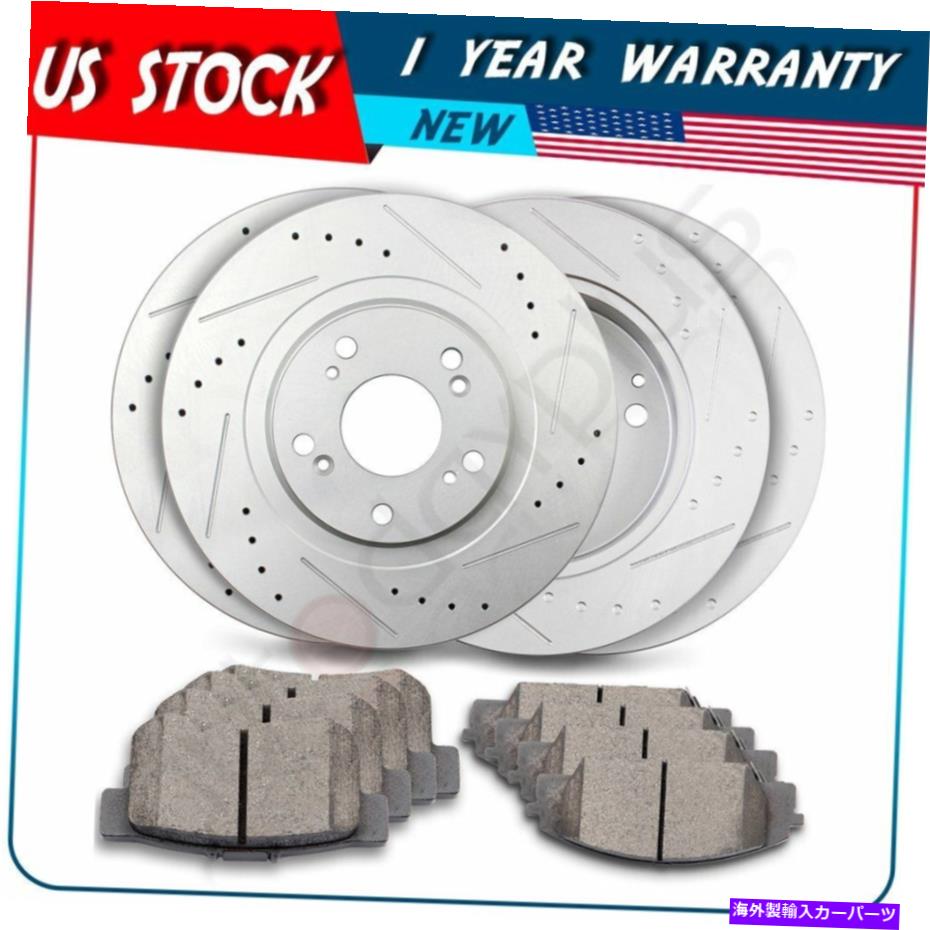 brake disc rotor 2002 2003 2004-2006 Acura RSXのフロント＆リアスロットブレーキローターとパッド Front & Rear Slotted Brake Rotors And Pads For 2002 2003 2004-2006 Acura RSX【並行輸入品】