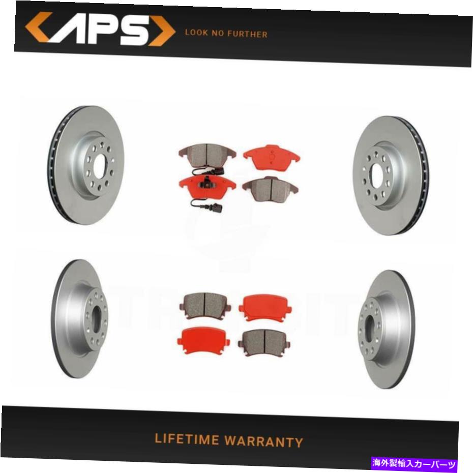 brake disc rotor A3 Quattro CC GTI Passat用のフロントおよびリアセミメタリックブレーキパッドとコーティングローター Front & Rear Semi Metalic Brake Pad & Coated Rotors for A3 Quattro CC GTI Passat【並行輸入品】