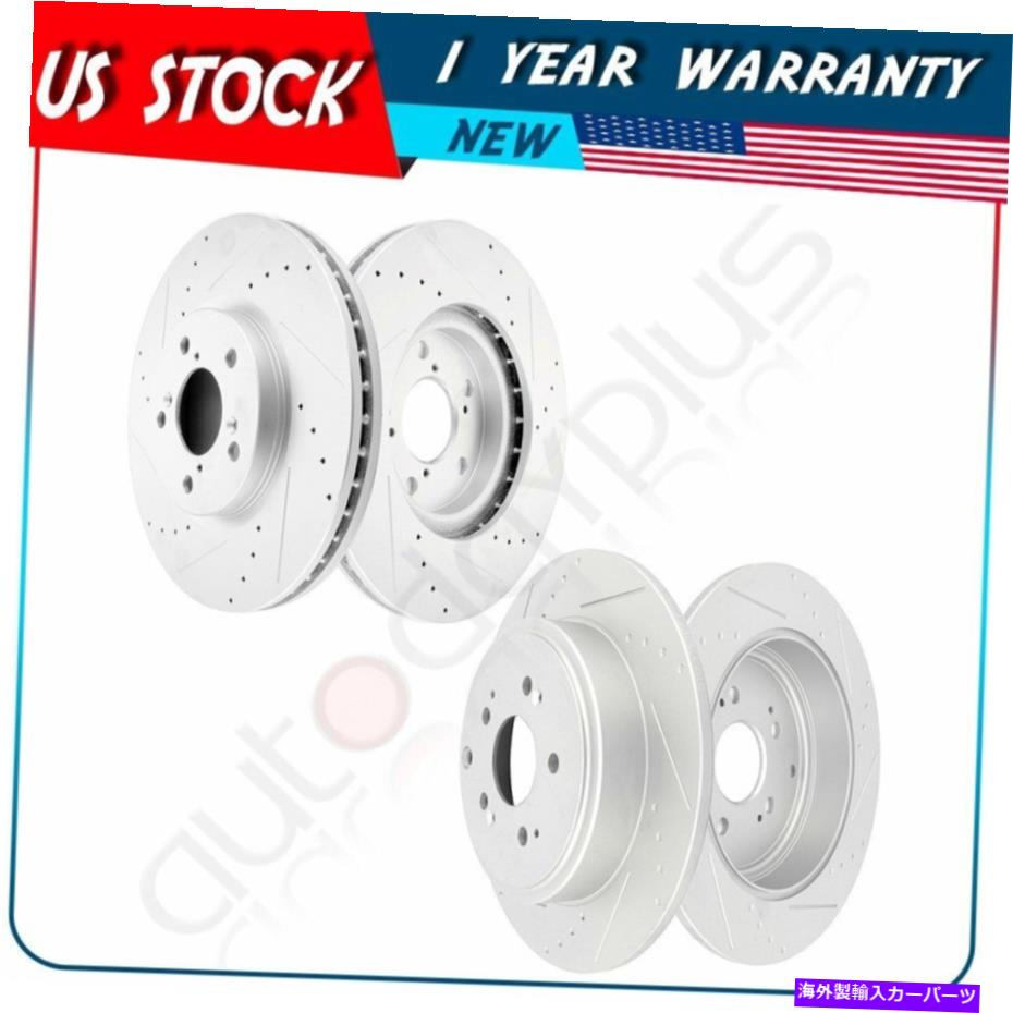 brake disc rotor Honda Ridgeline 2006-2011フロントとリアのブレーキディスクローター Brake Discs Rotors For Honda Ridgeline 2006 - 2011 Front and Rear With Drilled【並行輸入品】