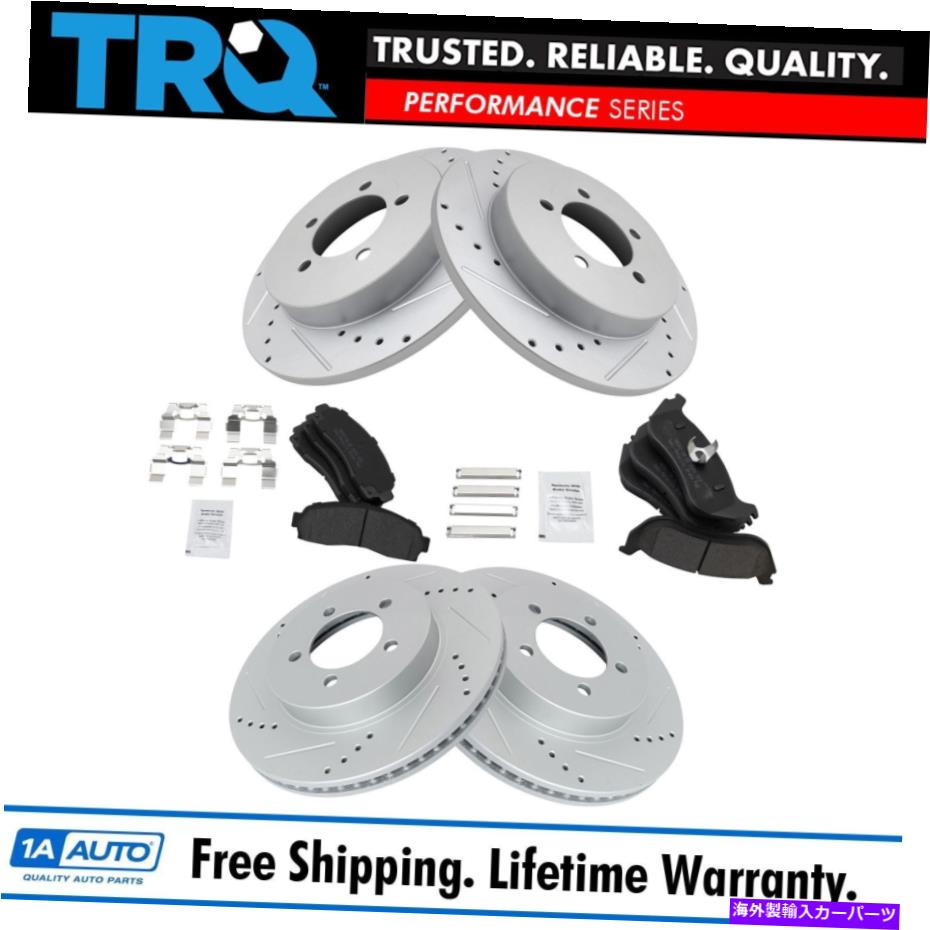 brake disc rotor TRQフロントリアパフォーマンスドリル＆スロットローター＆POSIメタリックブレーキパッドキット TRQ Front Rear Performance Drilled & Slotted Rotor & Posi Metallic Brake Pad Kit【並行輸入品】