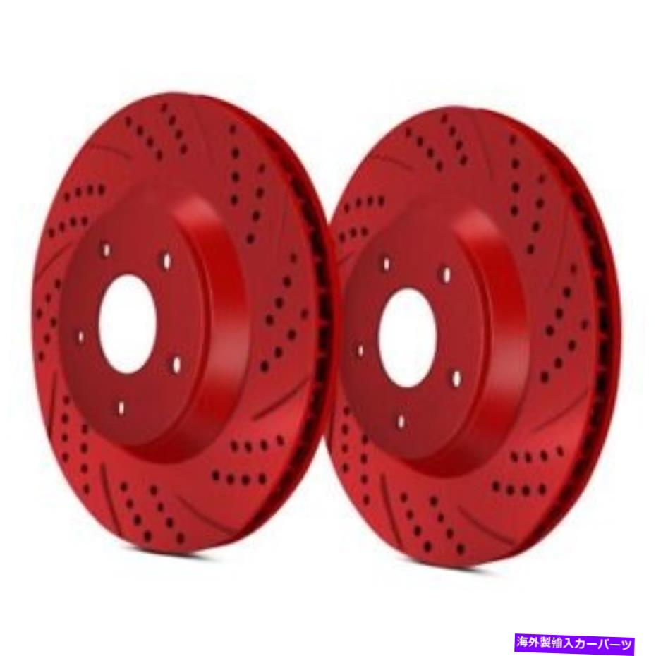 brake disc rotor アウディA4 Quattro 17-19ダブルドリルとスロット付きフロントブレーキローター用 For Audi A4 Quattro 17-19 Double Drilled & Slotted Front Brake Rotors【並行輸入品】