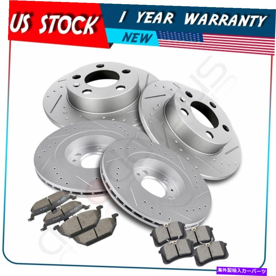 brake disc rotor 1999年のフォルクスワーゲンビートルゴルフジェッタシティのフロント＆リアブレーキローターとパッド Front & Rear Brake Rotors And Pads For 1999 Volkswagen Beetle Golf Jetta City【並行輸入品】