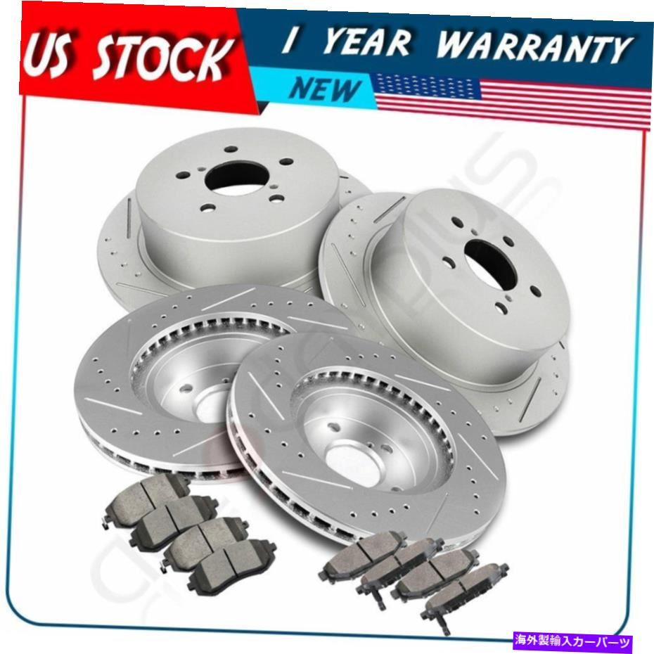 brake disc rotor 2005年のスバルレガシー用のフロント＆リアドリル＆スロットブレーキローターとセラミックパッド Front & Rear Drilled & Slot Brake Rotors And Ceramic Pads For 2005 Subaru Legacy【並行輸入品】