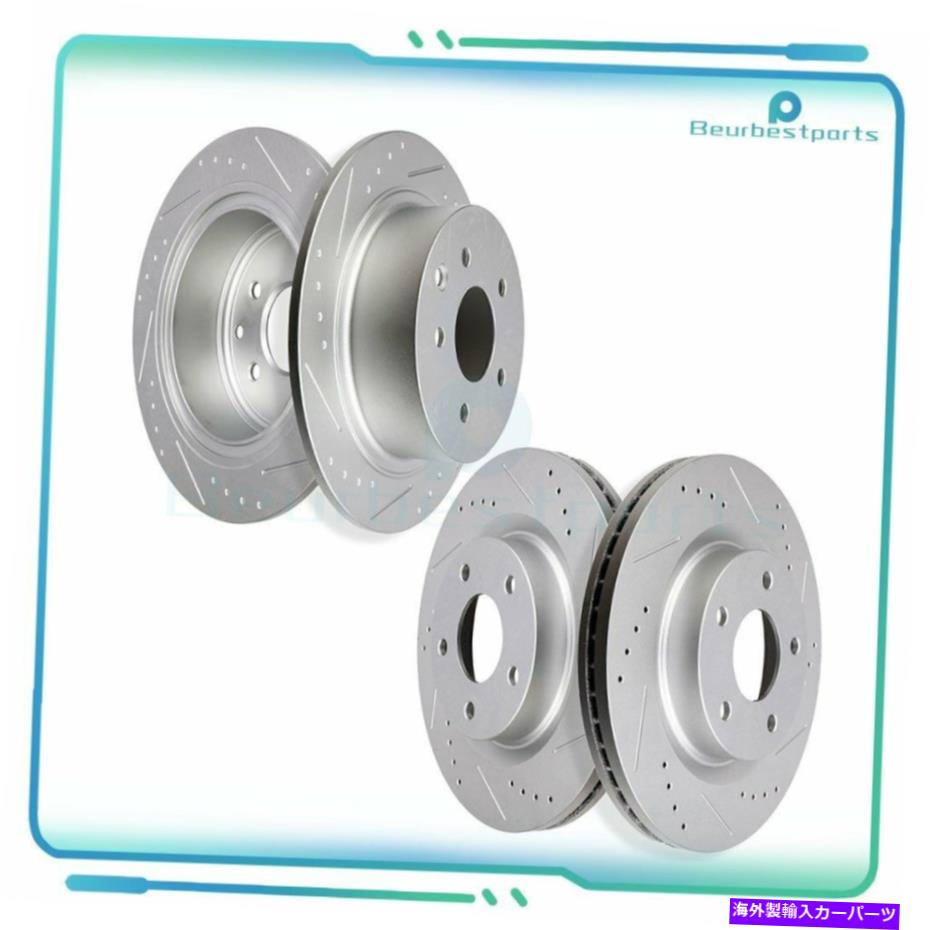 brake disc rotor 日産アルティマフロントとリア4ドリルスロットブレーキローターの2007-2013に適合 Fits 2007-2013 For Nissan Altima Front And Rear 4 Drill Slot Brake Rotors【並行輸入品】