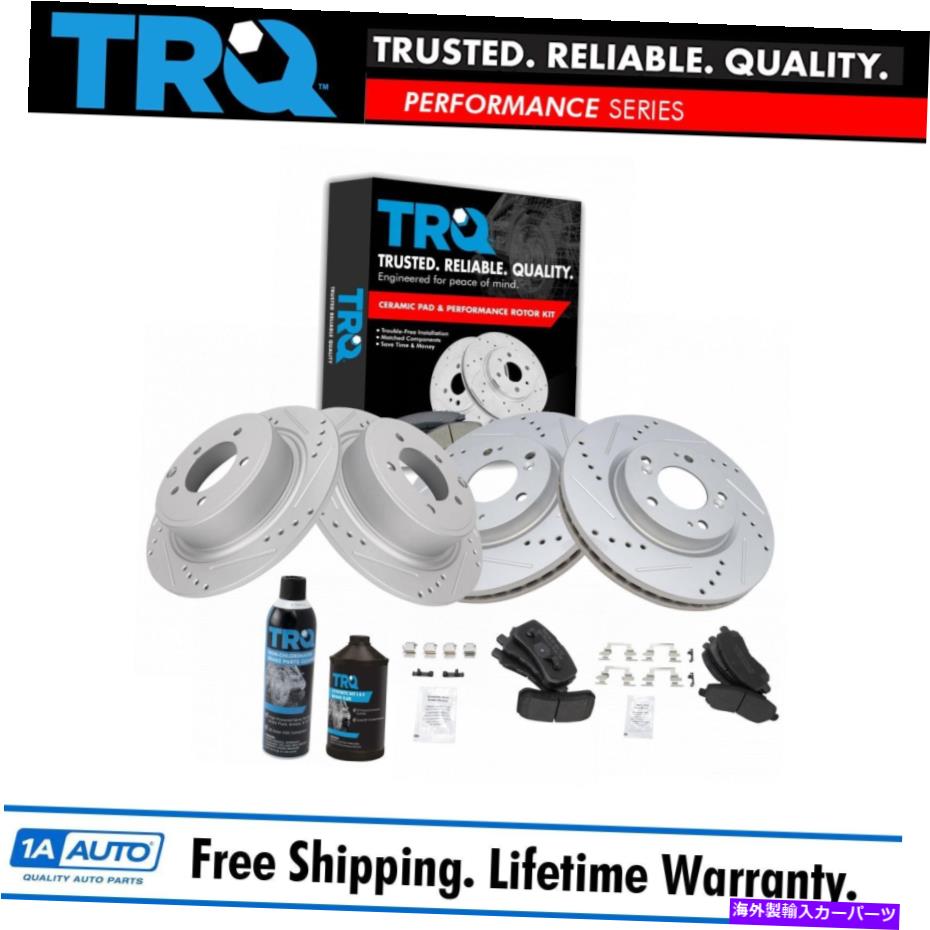 brake disc rotor Dodge Chrysler用のTRQフロントおよびリアメタリックブレーキパッド＆パフォーマンスローターキット TRQ Front & Rear Metallic Brake Pad & Performance Rotor Kit for Dodge Chrysler【並行輸入品】