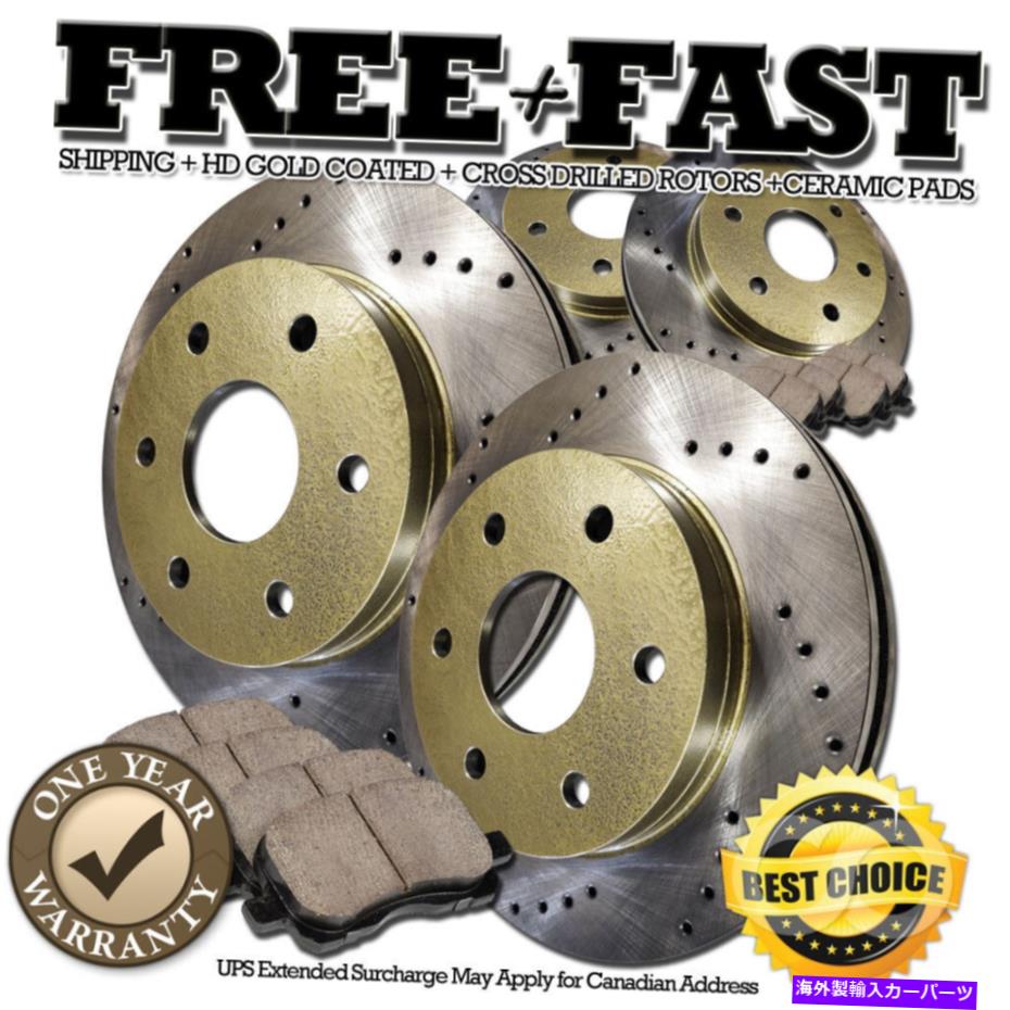 brake disc rotor J1004 Fit 2005 2006 2007日産タイタンブレーキローターセラミックパッドフロント+リアゴールド J1004 FIT 2005 2006 2007 NISSAN TITAN Brake Rotors Ceramic Pads FRONT+REAR GOLD【並行輸入品】