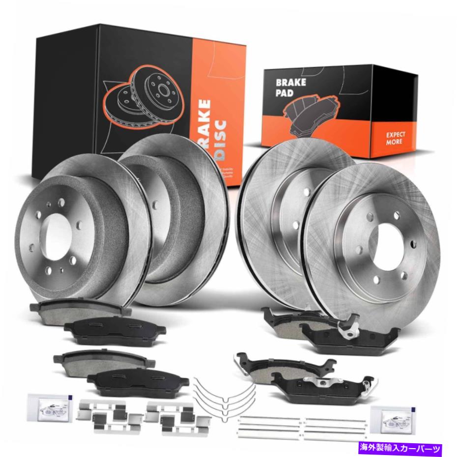 brake disc rotor フォードF-150リンカーン4WD用のフロントおよびリアディスクブレーキローターとセラミックブレーキパッド Front & Rear Disc Brake Rotors and Ceramic Brake Pads for Ford F-150 Lincoln 4WD【並行輸入品】