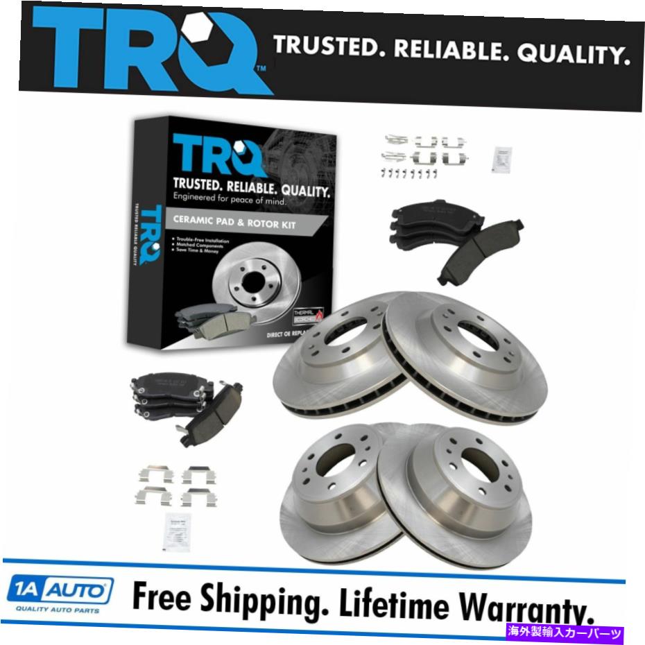 brake disc rotor TRQフロント＆リアプレミアムセラミックブレーキパッド＆ローターキットW/GM SUV用化学物質 TRQ Front & Rear Premium Ceramic Brake Pad & Rotor Kit w/Chemicals for GM SUV【並行輸入品】