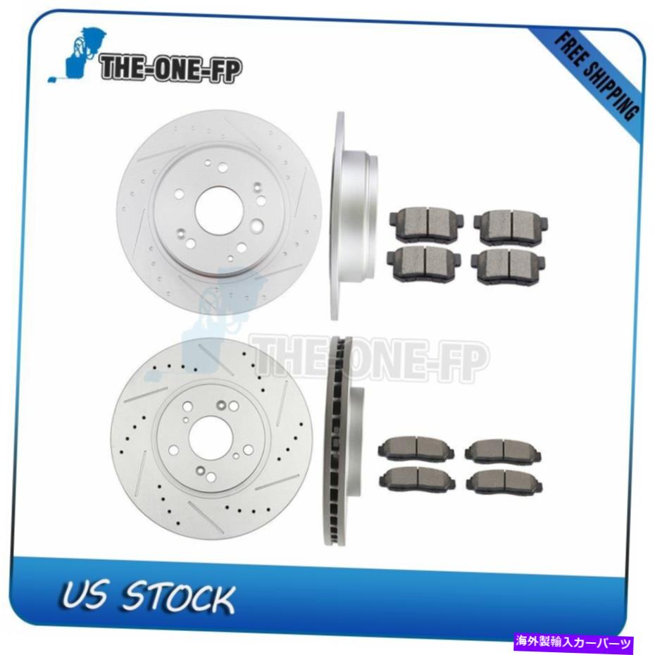 brake disc rotor Acura TL 2004 2005-2008フロント +リアブレーキローターセラミックパッド For Acura TL 2004 2005-2008 Front + Rear Brake Rotors Ceramic Pads【並行輸入品】