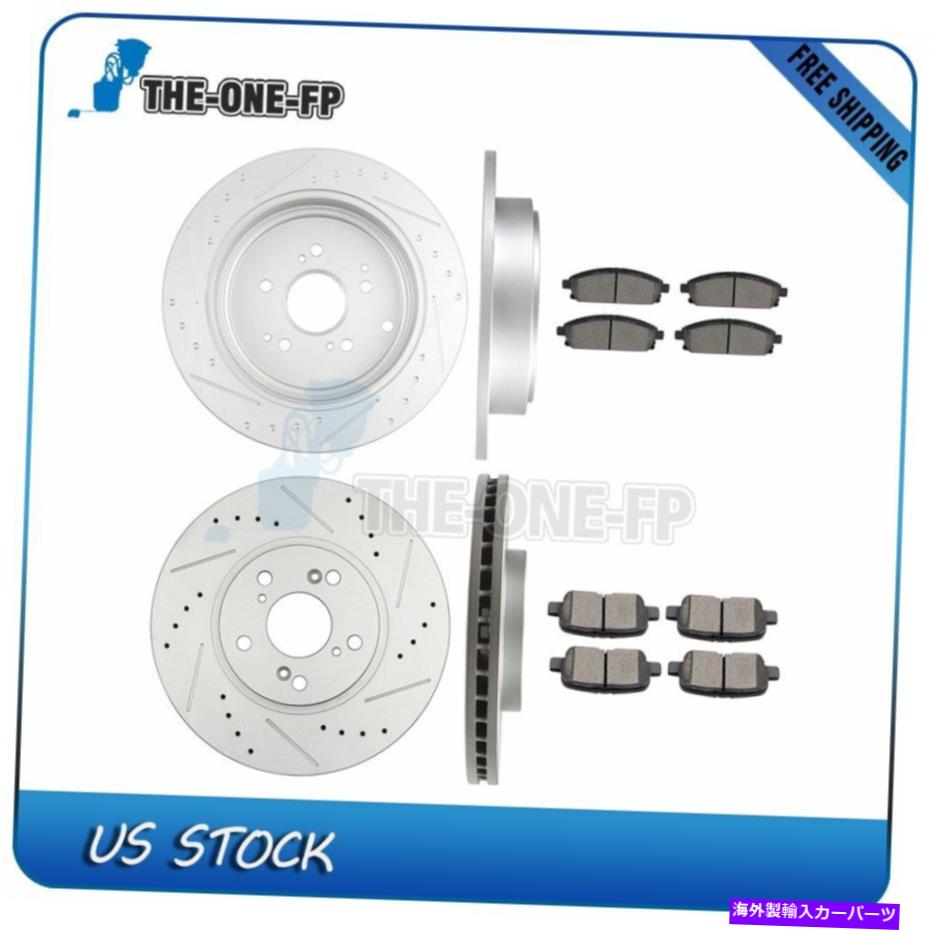 brake disc rotor Acura MDX 2003 04 05-2006フロント +リアブレーキローターセラミックパッド For Acura MDX 2003 04 05-2006 Front + Rear Brake Rotors Ceramic Pads【並行輸入品】