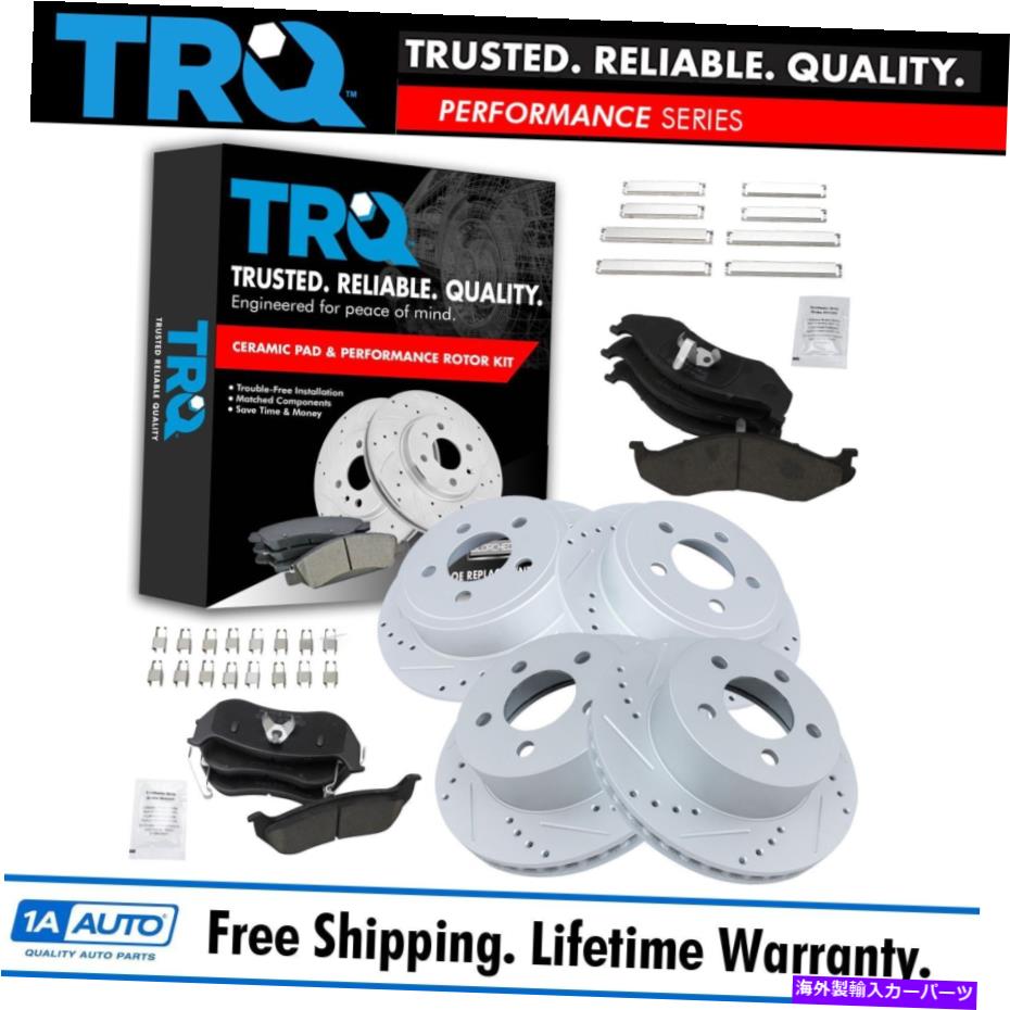 brake disc rotor TRQパフォーマンスドリルスロットスロットブレーキローターとセラミックパッドフロント＆リアキット TRQ Performance Drilled Slotted Brake Rotor & Ceramic Pad Front & Rear Kit【並行輸入品】